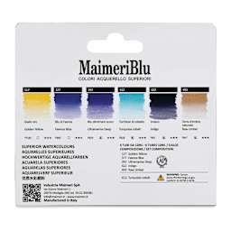 Maimeri Blu Artist Watercolor - Set of 6, Arctic, 12 ml Tubes back of package
