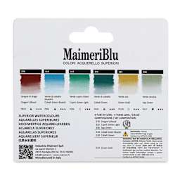 Maimeri Blu Artist Watercolor - Set of 6, Tuscany, 12 ml Tubes back of package