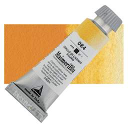 Maimeri Blu Artist Watercolor - Cadmium Yellow Deep, 12 ml Tube and swatch