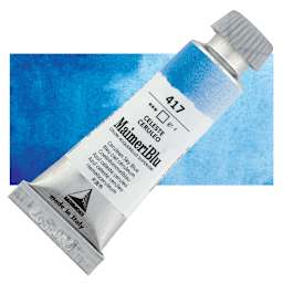 Maimeri Blu Artist Watercolor - Cerulean Sky Blue, 12 ml Tube and swatch