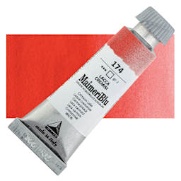 Maimeri Blu Artist Watercolor - Crimson Lake, 12 ml Tube and swatch