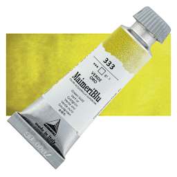 Maimeri Blu Artist Watercolor - Green Gold, 12 ml Tube and swatch