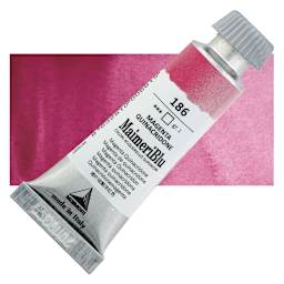 Maimeri Blu Artist Watercolor - Magenta Quinacridone, 12 ml Tube and swatch