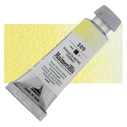 Maimeri Blu Artist Watercolor - Nickel Titanium Yellow, 12 ml Tube and swatch