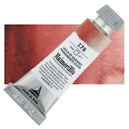 Maimeri Blu Artist Watercolor - Permanent Madder Deep, 12 ml Tube and swatch