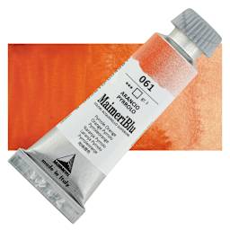Maimeri Blu Artist Watercolor - Pyrrole Orange, 12 ml Tube and swatch