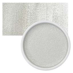 Yasutomo Traditional Japanese Watercolor Pan - Metallic Silver, 2-1/4" Dia pan and swatch