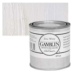 Gamblin Artist's Oil Color - Zinc White, 8 oz Can and swatch