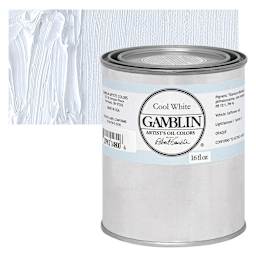 Gamblin Artists' Oil Color - Cool White, 16 oz can and swatch