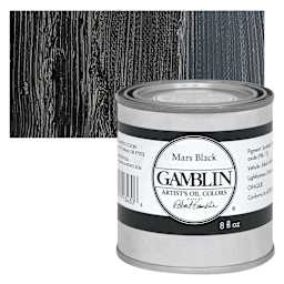 Gamblin Artist's Oil Color - Mars Black, 8 oz Can and swatch