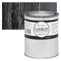 Gamblin Artist's Oil Color - Mars Black, 16 oz Can and swatch