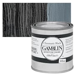 Gamblin Artist's Oil Color - Chromatic Black, 8 oz Can and swatch