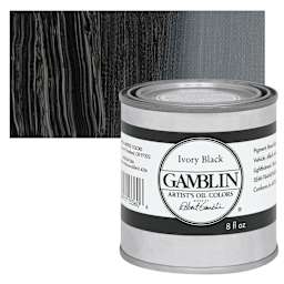 Gamblin Artist's Oil Color - Ivory Black, 8 oz Can and swatch