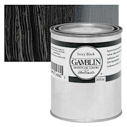 Gamblin Artist's Oil Color - Ivory Black, 16 oz Can and swatch