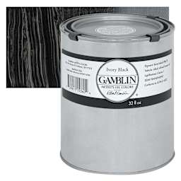 Gamblin Artist's Oil Color - Ivory Black, 32 oz Can and swatch