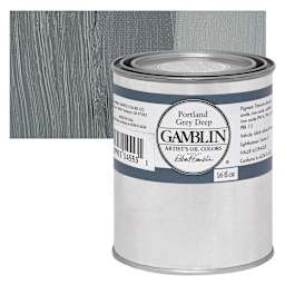 Gamblin Artist's Oil Color - Portland Gray Deep, 16 oz Can and swatch