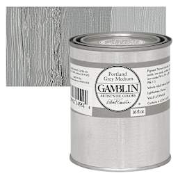 Gamblin Artist's Oil Color - Portland Gray Medium, 16 oz Can and swatch