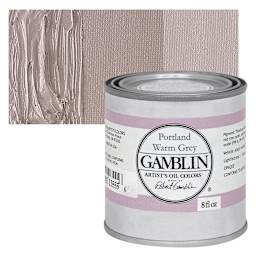 Gamblin Artists' Oil Color - Portland Warm Gray, 8 oz can and swatch