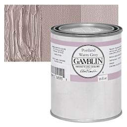 Gamblin Artists' Oil Color - Portland Warm Gray, 16 oz can and swatch