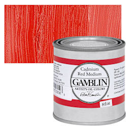 Gamblin Artist's Oil Color - Cadmium Red Medium, 8 oz Can and swatch