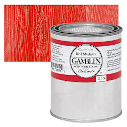 Gamblin Artist's Oil Color - Cadmium Red Medium, 16 oz Can and swatch