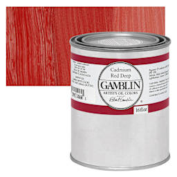 Gamblin Artist's Oil Color - Cadmium Red Deep, 16 oz Can and swatch