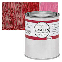 Gamblin Artist's Oil Color - Quinacridone Red, 16 oz Can and swatch