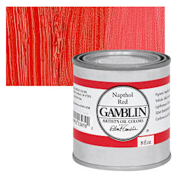 Gamblin Artist's Oil Color - Naphthol Red, 8 oz Can and swatch