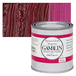 Gamblin Artist's Oil Color - Quinacridone Magenta, 8 oz Can and swatch