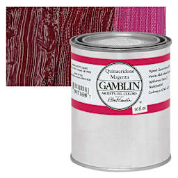 Gamblin Artist's Oil Color - Quinacridone Magenta, 16 oz Can and swatch