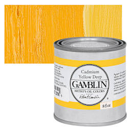 Gamblin Artist's Oil Color - Cadmium Yellow Deep, 8 oz Can and swatch