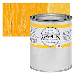 Gamblin Artist's Oil Color - Cadmium Yellow Deep, 16 oz Can and swatch