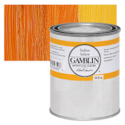 Gamblin Artist's Oil Color - India Yellow, 16 oz Can and swatch