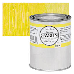 Gamblin Artist's Oil Color - Cadmium Lemon, 16 oz Can and swatch