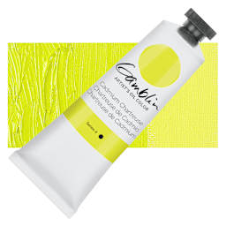 Gamblin Artist's Oil Color - Cadmium Chartreuse, 150 ml tube and swatch