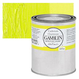 Gamblin Artist's Oil Color - Cadmium Chartreuse, 16 oz can and swatch