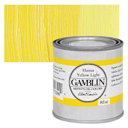 Gamblin Artist's Oil Color - Hansa Yellow Light, 8 oz Can and swatch
