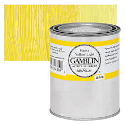 Gamblin Artist's Oil Color - Hansa Yellow Light, 16 oz Can and swatch