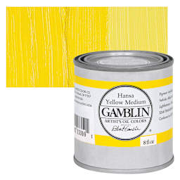 Gamblin Artist's Oil Color - Hansa Yellow Medium, 8 oz Can and swatch