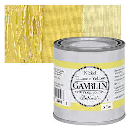 Gamblin Artist's Oil Color - Nickel Titanate Yellow, 8 oz can and swatch