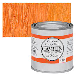 Gamblin Artist's Oil Color - Cadmium Orange Deep, 8 oz Can and swatch