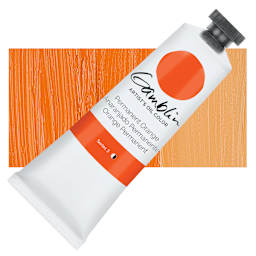 Gamblin Artist's Oil Color - Permanent Orange, 37 ml tube and swatch