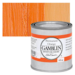 Gamblin Artist's Oil Color - Permanent Orange, 8 oz Can and swatch
