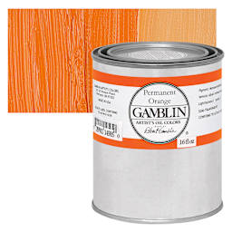 Gamblin Artist's Oil Color - Permanent Orange, 16 oz Can and swatch