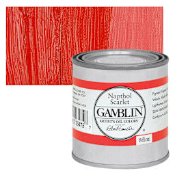 Gamblin Artist's Oil Color - Naphthol Scarlet, 8 oz Can and swatch