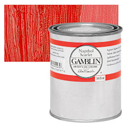 Gamblin Artist's Oil Color - Naphthol Scarlet, 16 oz Can and swatch
