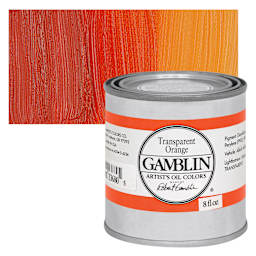 Gamblin Artist's Oil Color - Transparent Orange, 8 oz Can and swatch