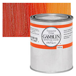 Gamblin Artist's Oil Color - Transparent Orange, 16 oz Can and swatch