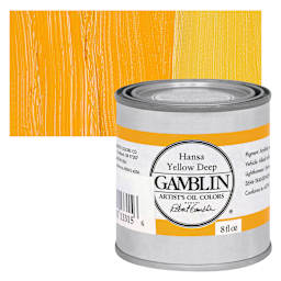 Gamblin Artist's Oil Color - Hansa Yellow Deep, 8 oz Can and swatch