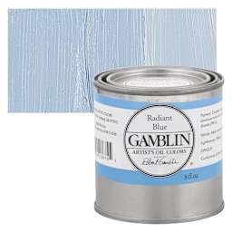 Gamblin Artist's Oil Color - Radiant Blue, 8 oz can and swatch